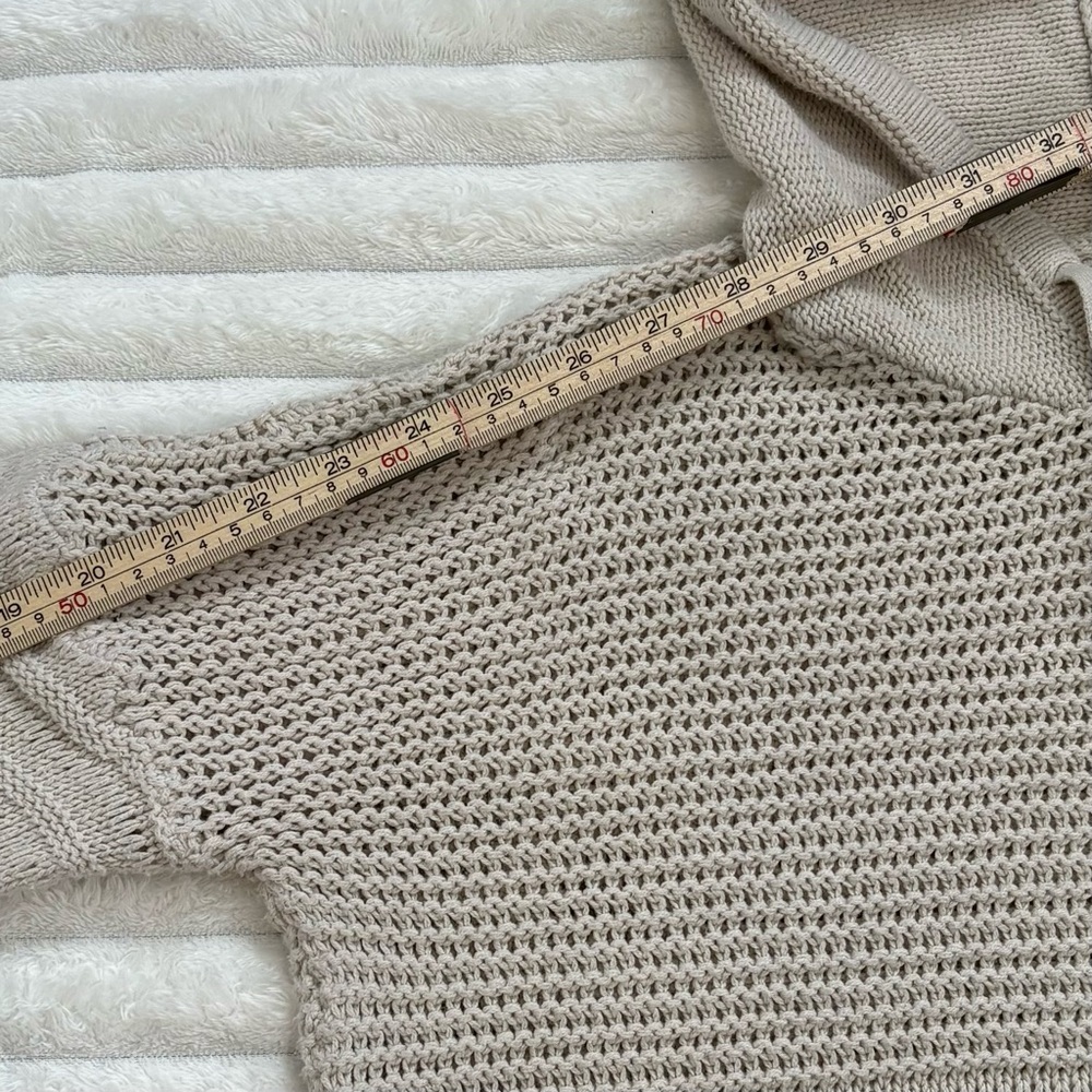 LUCKY BRAND Textured Hoodie in Straw Heat Knit Beige Small - Picture 10 of 10